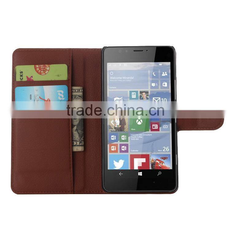 High quality Stand Wallet Lychee Leather flip cover case for nokia lumia 950 paypal accept