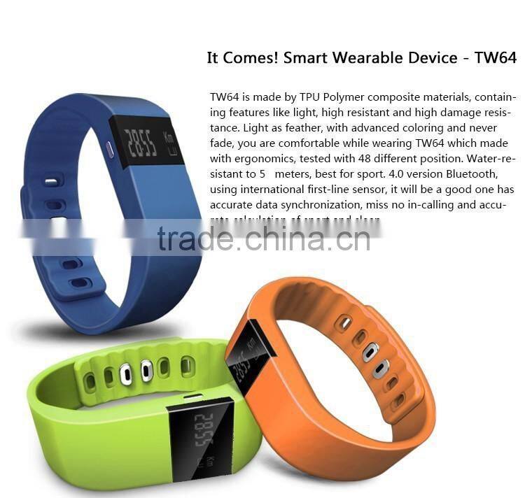 Waterproof Fitness Sleep Tracker Pedometer smart bracelet tw64 bluetooth smart sport watch