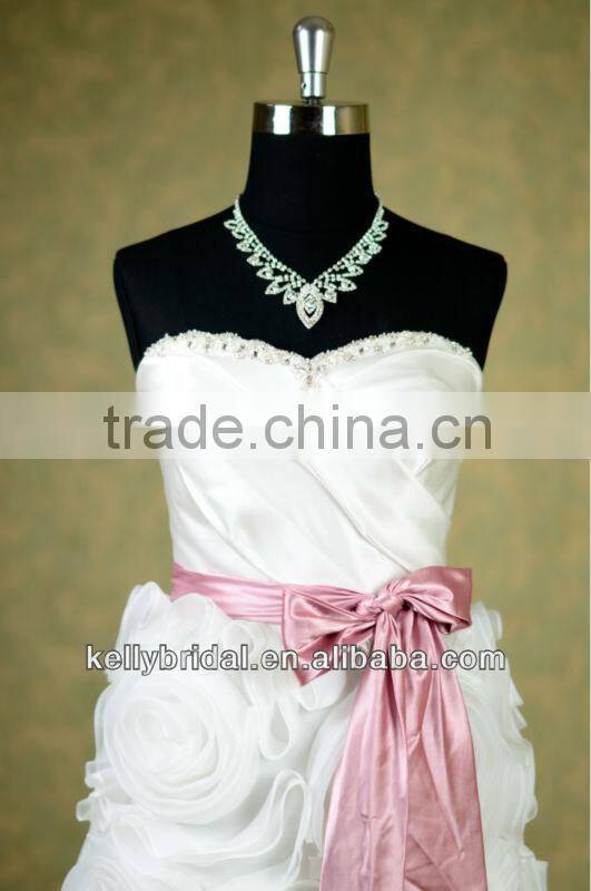 New style strapless intensive hand make flowers discount bridal gown