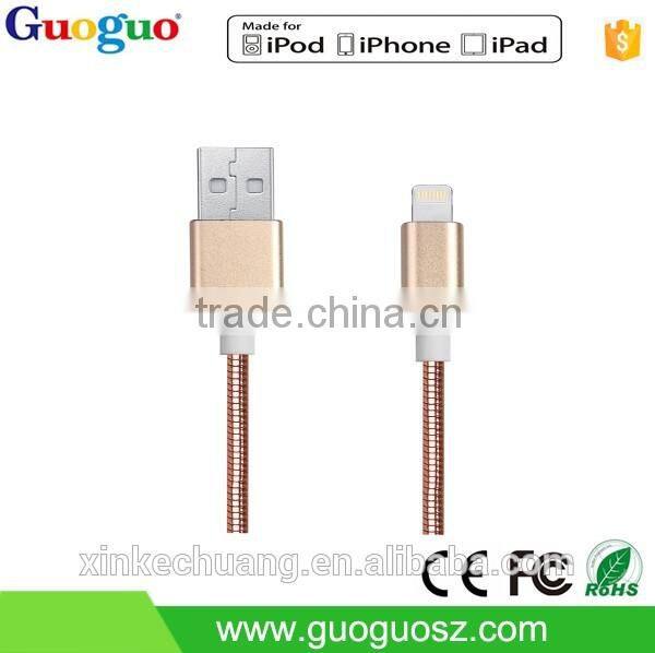 Factory price high speed MFI cable metal 8pin mfi data cable for iphone7