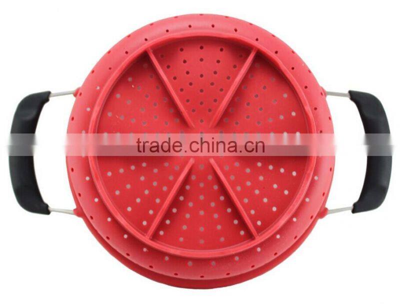 FDA&LFGB Silicone kitchenware collapsible silicone colander strainer silicone food steamer