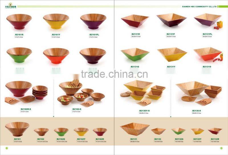 High quality bamboo bowl,bamboo salad bowl with server