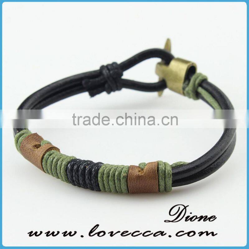 Wholesale cheap engraved braided leather bracelet with fashion charm and stainless steel buckle