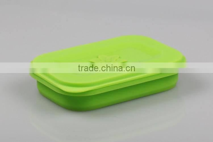 Outdoor Camping Collapsible Silicone Foldable Leakproof Bento Lunch Meal Box Container