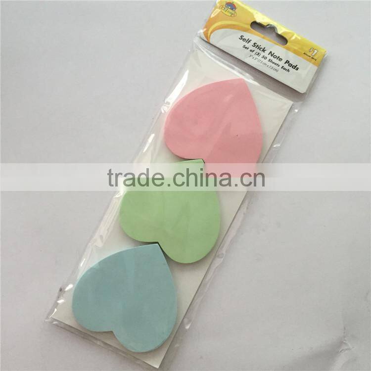 Wholesale promotional die cut heart-shaped combined notepad sticky notes