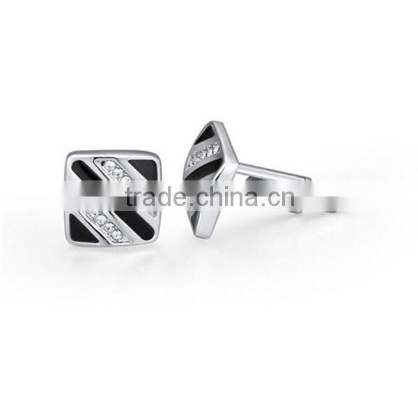 Yiwu factory wholesale copper metal enamel crystal cufflinks for men shirts cuff link