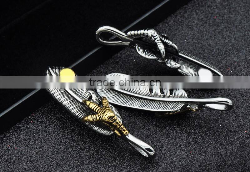 Fashion style design vintage unisex leather pendant necklace stainless steel casting popular charm pendant necklace