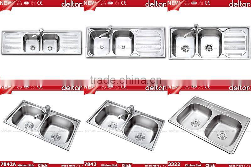 S9749 hot sell to ethiopia/sri lanka double bowl with drainer board and dustbin
