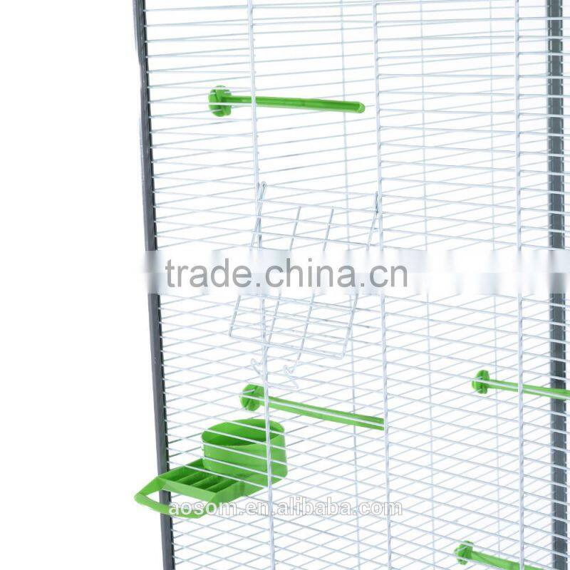 Pawhut White Green Yellow Garden Metal Parrot Cage