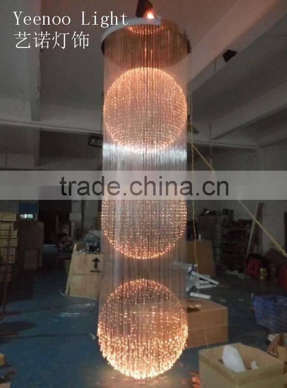 3.5 meters long fiber optic chandelier for hotel, casino, restaurant decoration