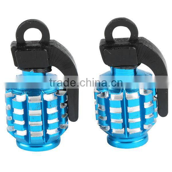 2PCS Grenade Car&Motorcycle Tyre Tire Air Valve Cap universal -Blue cool new