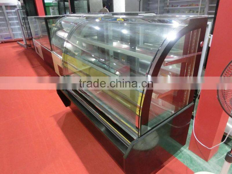 Superior quality curved glass cake showcase /cake display/cake cabinet