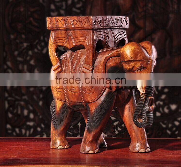 Thailand Style Wood Carved Elephant Chair, Elephant Shape Design Handcarved Little Chair (BF01-X1162)