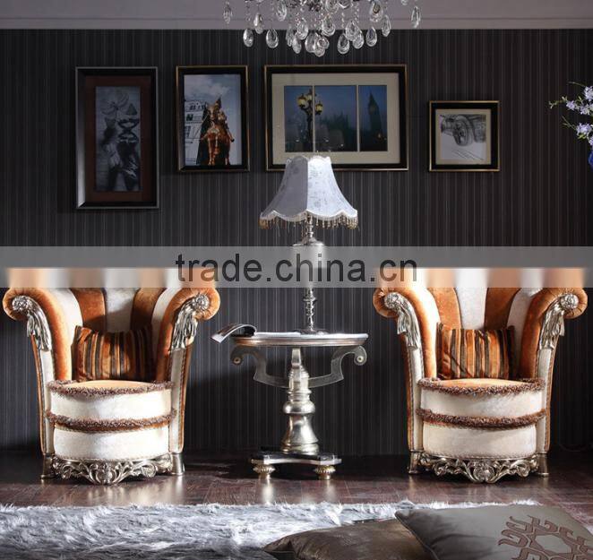 Neo classic solid wood furniture petal design leisure fabric single sofa