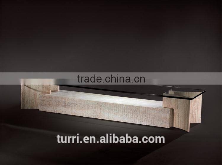 Elegant design travertine base console table with glass