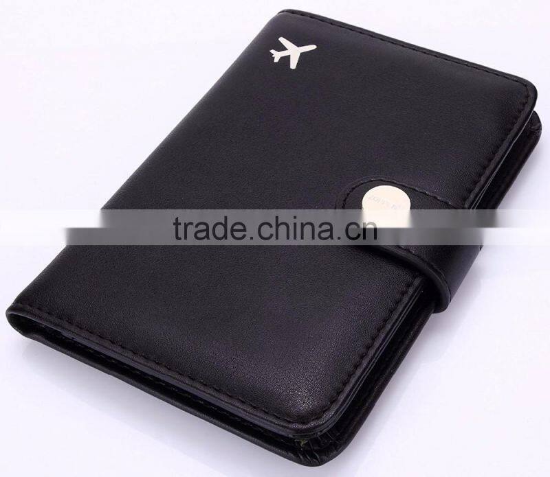 Black Hot Selling Genuine Leather Rfid Travel Passport Holder