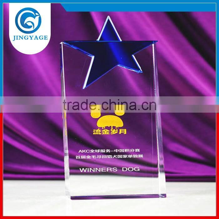 Jingyage unique blue star crystal award crystal plaque star trophy souvenir gift