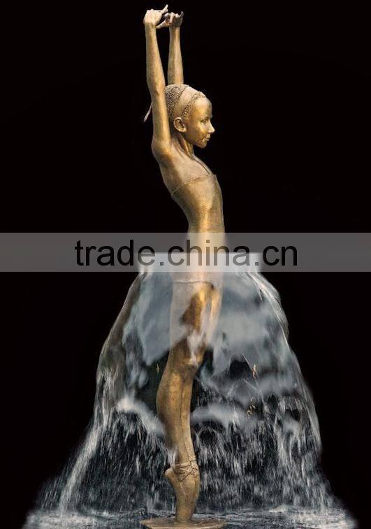 Art Metal Craft Bronze Casting Ballerina Statue Fountain for Wholesale