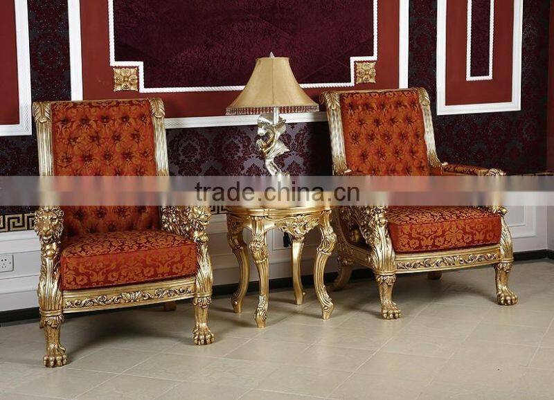 luxuious antique solid wood Italian rococo elegant Gold color European style french king size bedroom