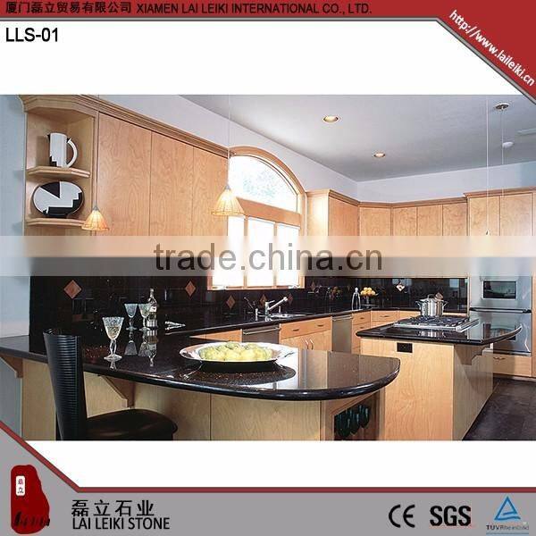 Rectangular shape Black Galaxy black polished granite dining countertop