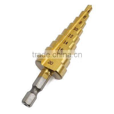 4-20mm HSS Hex Shank TiN Coated Step Drill