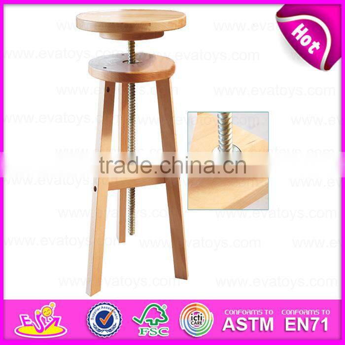 Top quality can adjustable height wooden Simple Spiral Swivel Lifting Stool W08G147