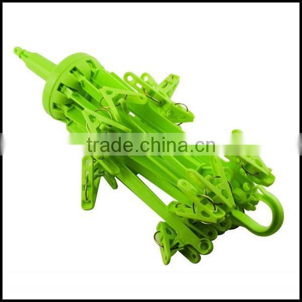 Hanging Dryer 20 Clips Pin Laundry Clothes Hanger Underwear Socks Foldable Green,custom plastic hanger manfuacturer
