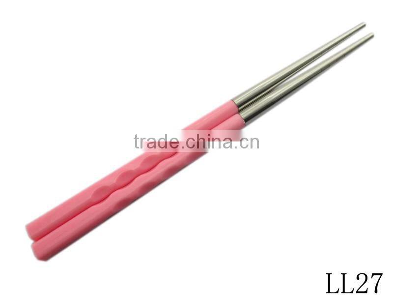 2016 new arrival colorful metal chopsticks with the plastic handle