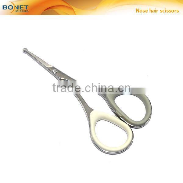 SEM0013 3-1/2'' mirror polised blades soft rubber ring handle high quality round/sharp point vibrissa/nose hair scissors