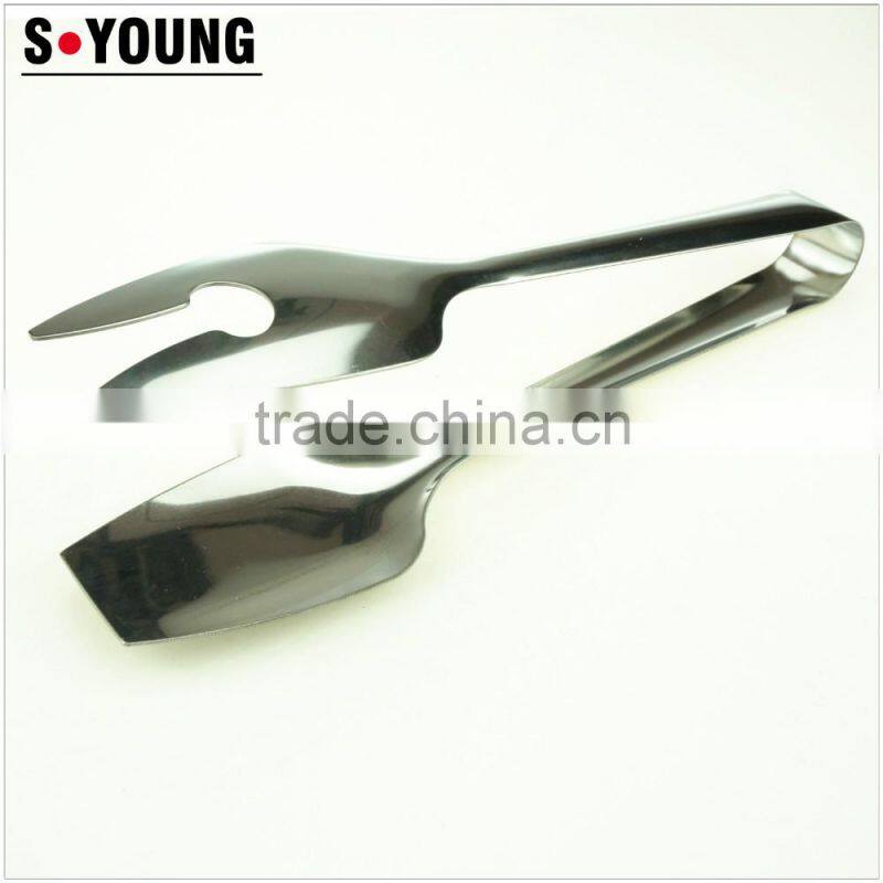 39043 9.5 Inch Stainless StFeel Kitchen Tongs BBQ Grill Food salad Tongs With Fork