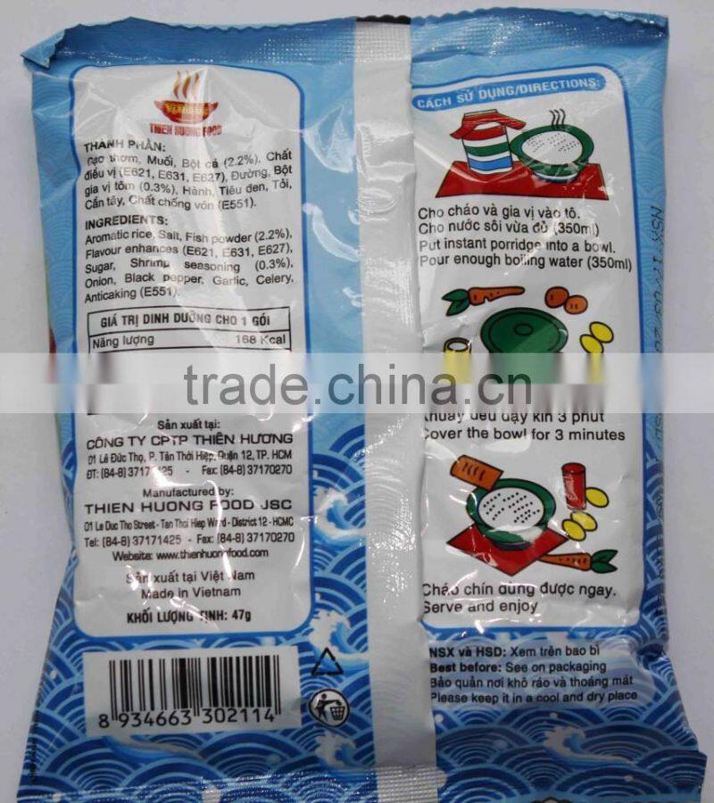 " VI HUONG" Instant Porridge 47g With Fish Flavour - Thien Huong Food JSC
