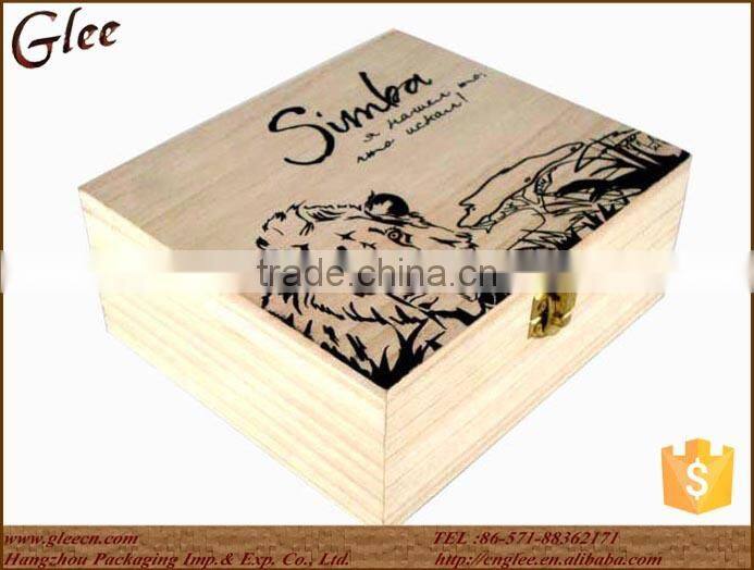 pine wood fancy tea storage box