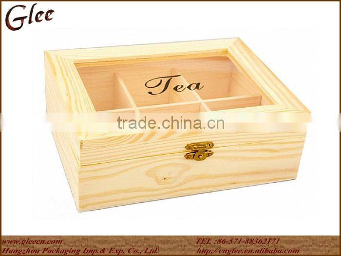 Natural Wood Tea Bag Storage box/case with Compartments Personalized