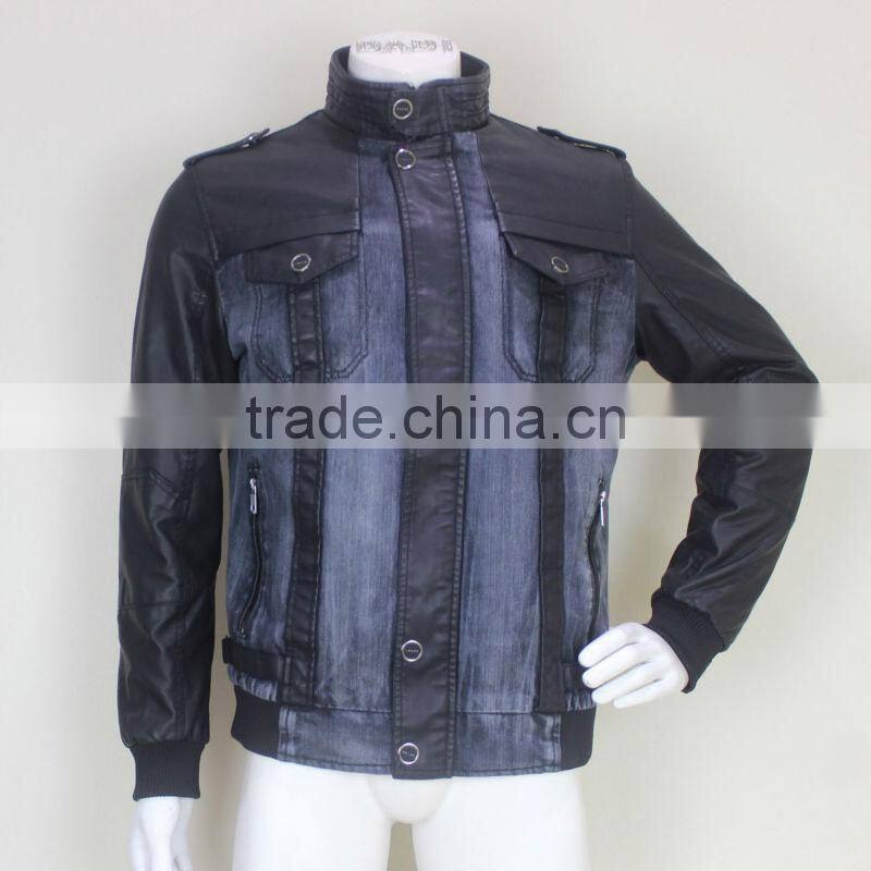 Mens Latest Design PU Leather Motorcycle Jacket 2014