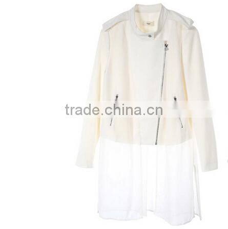 newest design chiffon contrast for women summer cotton coat bottom ,long sleeve summer coat