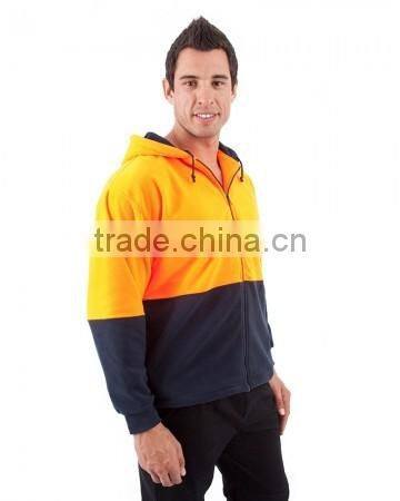 Orange/Navy safety jacket Full Zip Polar Fleece Hi vis Hoodies