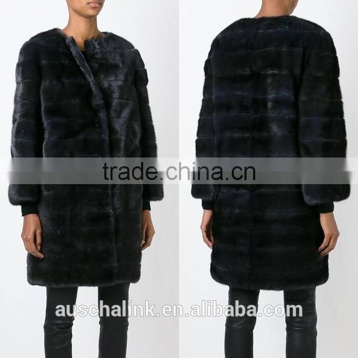 new style modern ladies black mink fur padded coat competitive price