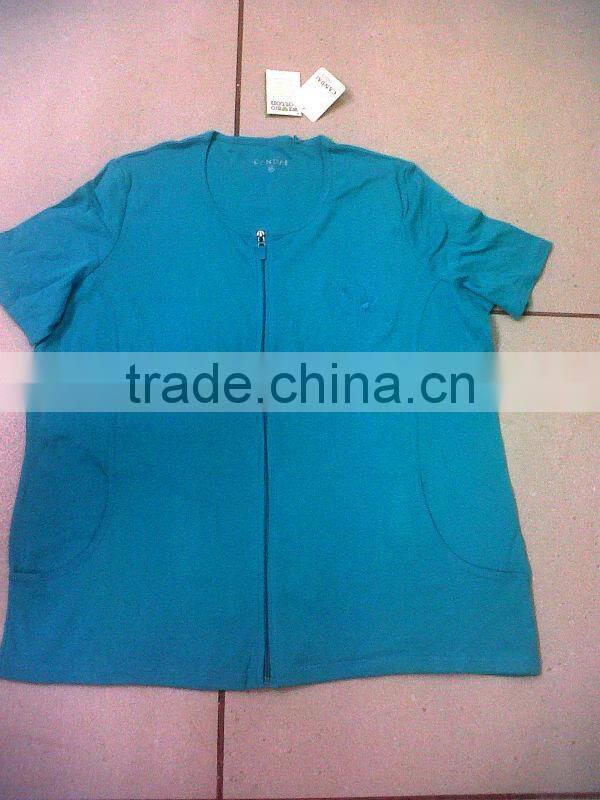 LADIES TOP 1X1 RIB WITH FRONT ZIPPER (Garment Stock lots / Apparel Stock / stocklots / Garment Apparel from India)