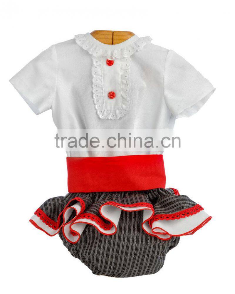 2017 new design wholesale boutique spanish style baby girl children clothing sets