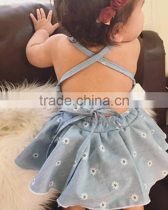 New arrival baby boutique clothing off shoulder white flower skirt designer one piece party dress