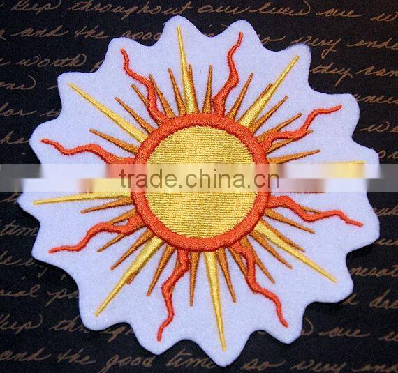 Custom high quality embroidered creative sun patch for clothes embroidery patch made in china choose size/color