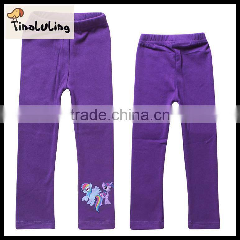Girls leggings 2015 hot sell kids leggings NEW Kid pants full length girls pants cute purple legging for girls ,children pants