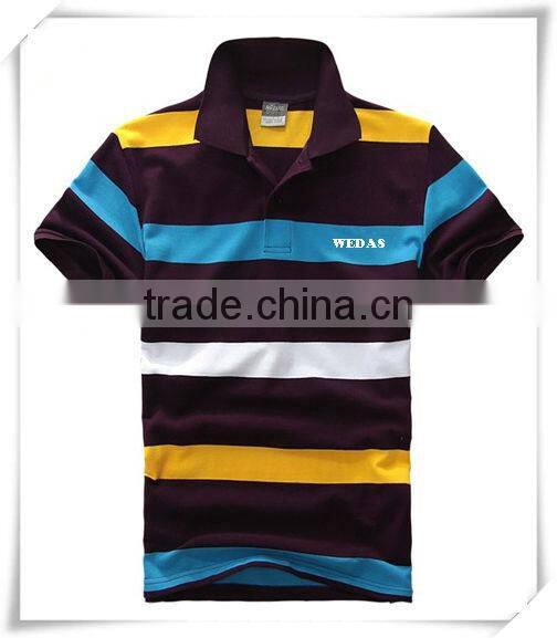 Man's vertical striped sport POLO shirt in Guangzhou factory