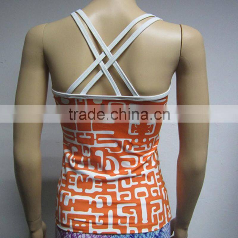 2016 New Style Custom Spandex Fabric Yoga Top Ladies Seamless Top Gym Clothing
