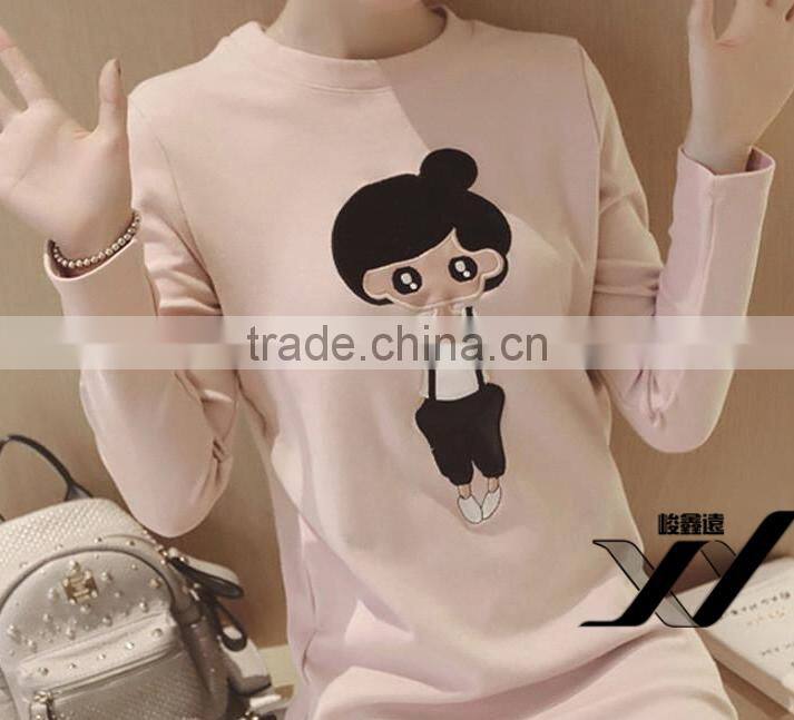 Long design pullover Women cheap embroidery hoodies