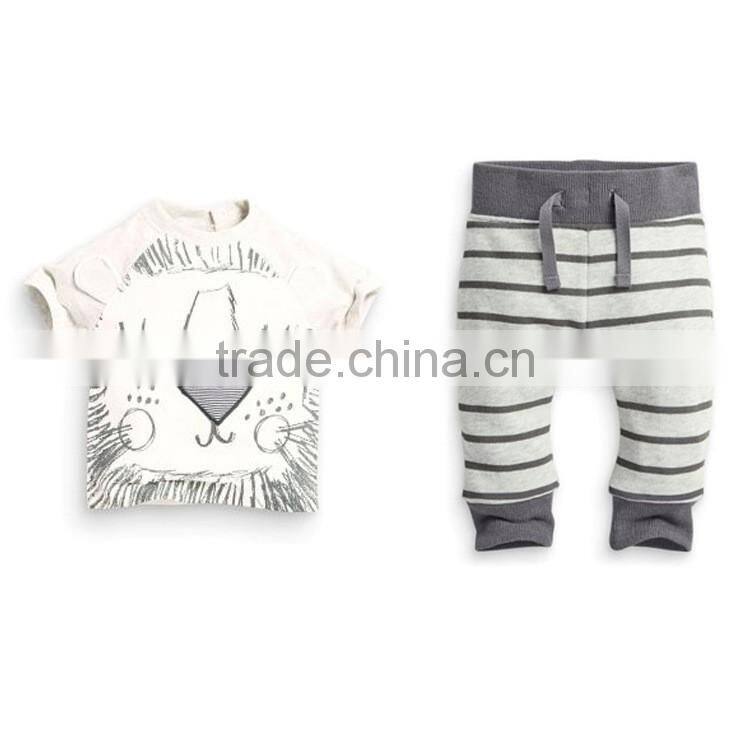 Wholesale clothes spring fall winter infant clothes baby clothing sets boy Cotton little monsters and the lions short sleeve 2pc