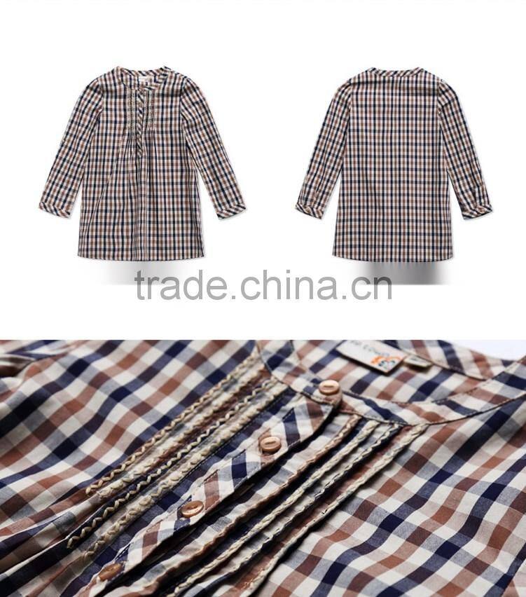 Latest designs fall boutique outfits long sleeve girl plaid dress wholesale children's boutique clothing