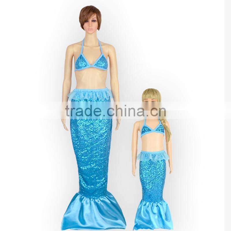 Latest mother and kids mermaid bikini sets hot sale sequins swimsuits LBB20160222-2