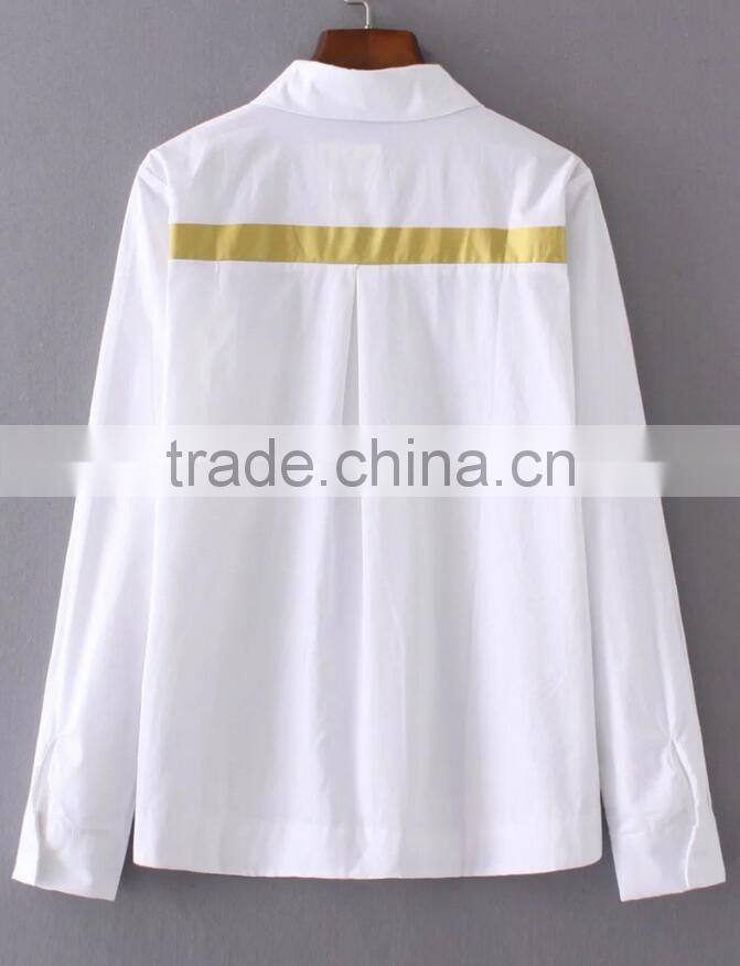 Runwaylover EY2338B Hot Sale 2017 Ladies Fashion Gilding Pure Color Blouse