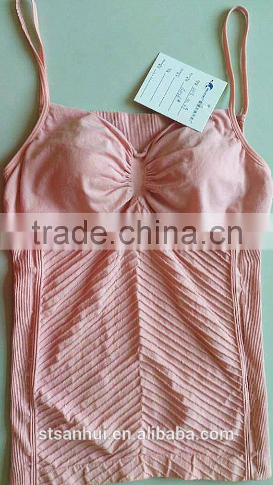 Competitive price women seamless tank top with foam cup